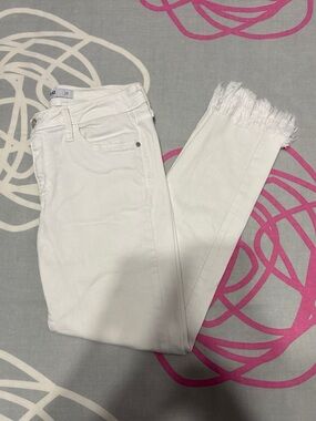 Just Black White Frayed Hem Skinny Jeans
